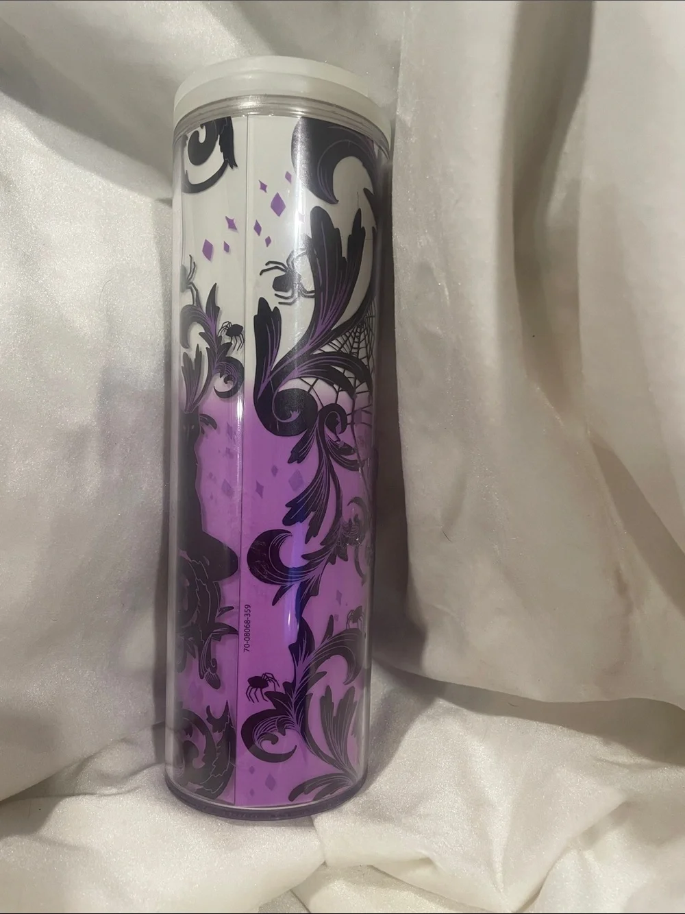 Starbucks Halloween Tumbler Glow In The Dark Purple Cat Spider Web 16OZ 2021 SC1
